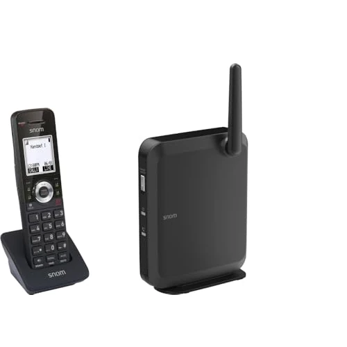 Snom M110 SC Bundle DECT - Base M100 SC + telefono cordless casa - Telefono per Ufficio e Casa con 8 Account SIP, 6 Chiamate Simultanee, Aggiornamenti OTA - Ideale per PMI, Fino a 10 Cordless