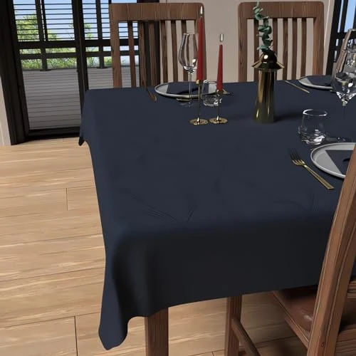 Limited-time offer: Soleil d'ocre, Luxury Square Stain-Resistant Tablecloth 180 x 180 cm, Polyester, Midnight Blue from 14.85 GBP to 14.85 GBP (save 0%)