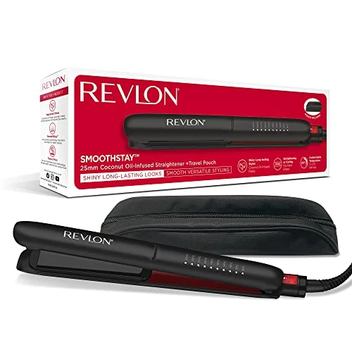 Offerta a tempo: REVLON SmoothStay 25mm Piastra per capelli con infusione di olio cocco + custodia da viaggio inclusa- RVST2211P - 39% da 34.30 € a 20.79 €