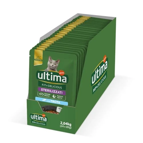 Ultima Wilgotna karma dla kotów Fit & Delicious z pstrągiem: 24 torby po 85 g