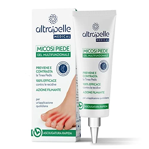 Offerta a tempo: Altrapelle - Gel Multifunzionale Micosi Piede, Contrasta Dermatofitosi e Infezioni Fungine, Formula Antifungina e Lenitiva, Senza Parabeni, Trattamento Efficace per Piedi, Made in Italy, 30ml - 35% da 9.81 € a 6.42 €