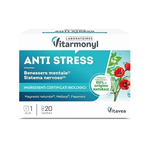 Offerta a tempo: VITARMONYL - ANTI STRESS - Integratore alimentare per il benessere mentale e il sistema nervoso - A base di magnesio, melissa e papavero - 20 capsule - 18,8 g - 31% da 10.00 € a 6.91 €