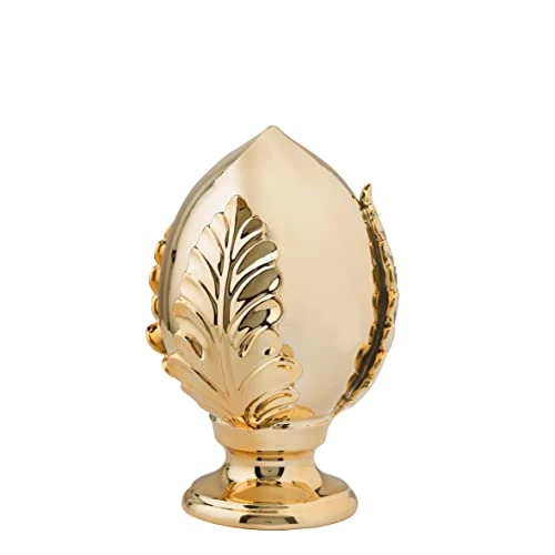 Baroni Home Pumo Pugliese Bunt, Dekorativer Pumo aus handbemaltem Porzellan, Hausdekoration, Gold 11,5x11,5x18 cm