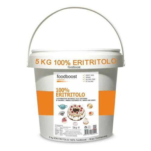 Offerta a tempo: Eritritolo 5Kg foodboost -sostituto dello zucchero- 0kcal - 100% Puro- stesso potere dolcificante dello zucchero da cucina, adatto per diabetici e diete ipocaloriche o bilanciate- Maxi Confezione - 16% da 45.98 € a 38.81 €