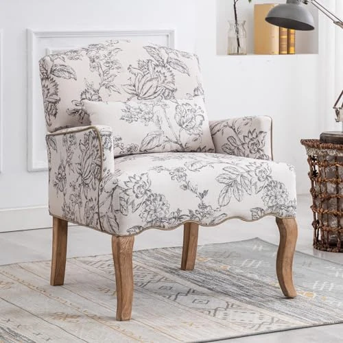 Offre limitée : chairus Fauteuil Salon Rétro, Fauteuil Imprimé, Oreiller Lombaire, Beige de 175.99 € à 161.91 € (8% de remise)