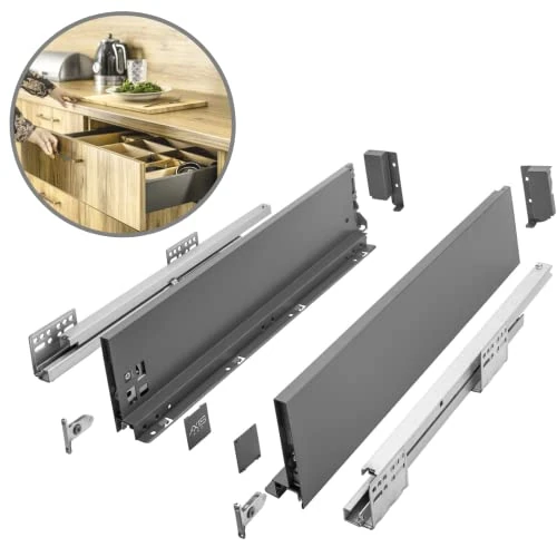 Offerta a tempo: GTV- Sistema di Cassetti AXIS PRO, Set Guide Scorrevoli per Cassetti, Set di Cassetti, Portata fino a 40 kg, Cassetti Scorrevoli Con Chiusura ammortizzata - Larghezza 550mm, Altezza 120mm, Antracite - 0.00% da 32.34 € a 32.34 €