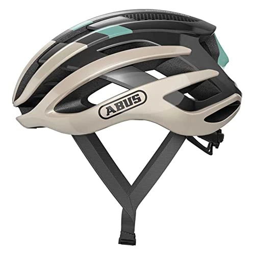 ABUS AirBreaker road bike helmet - high-end bike helmet for professional cycling - for teenagers and adults - helmet for men and women - gold/turquoise, size L