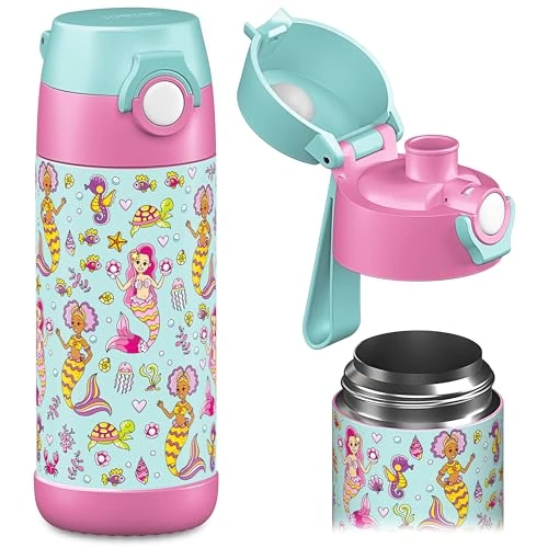Offerta a tempo: Jarlson® Borraccia Termica Bambini 350ml MALI [SENZA BPA e FTALATI] - Bottiglia Acciaio Inox - Termos per Acqua per Bambino e Bambina - Mantiene Freddo - Ideale per Scuola, Sport e Viaggi (Sirena) - 0.00% da 23.95 € a 23.95 €