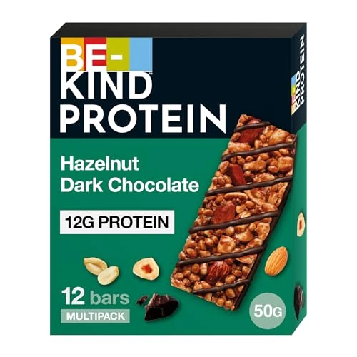 Offerta a tempo: BE-KIND Protein Barretta Proteica alla Nocciola e Cioccolato Fondente, Snack Proteico senza Glutine, 12 gr di Proteine, 1 Confezione x 12 Barrette da 50 g (600 g) — 28% da 30,01 € a 21,70 €