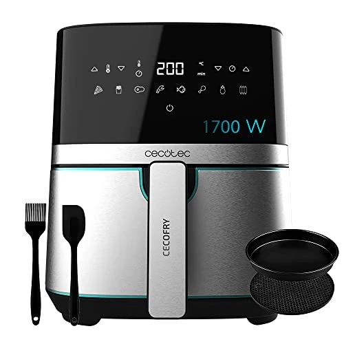 Oferta limitada: Cecotec Freidora de Aire sin Aceite de 5,5 L Air Fryer Cecofry Full Inox 5500 Pro con Accesorios. 1700 W, Dietética y Digital, Táctil, Acabados en Acero Inox, 8 Modos, Pack de Accesorios de 46.90 EUR a 46.90 EUR (ahorro 6%)