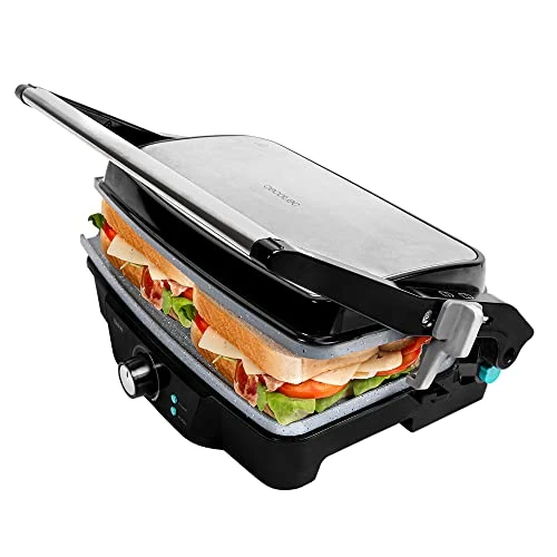 Cecotec Rock'nGrill 1500 Stone Ceramic Mix & Grill, 1500W, Black, Mixed Surface, 180 Degree Opening, Grease Collection Box