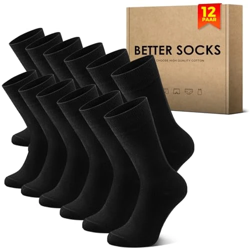 Zeitlich begrenztes Angebot: NUOZA 12 Paar Socken Herren 43-46 Schwarz Sportsocken Baumwolle Tennissocken Herren 43-46 Business Socken Damen Lange Atmungsaktive Socks Schwarze Herrensocken Wandersocken Männer Laufsocken von 49.99 € auf 19.99 € (60% Rabatt