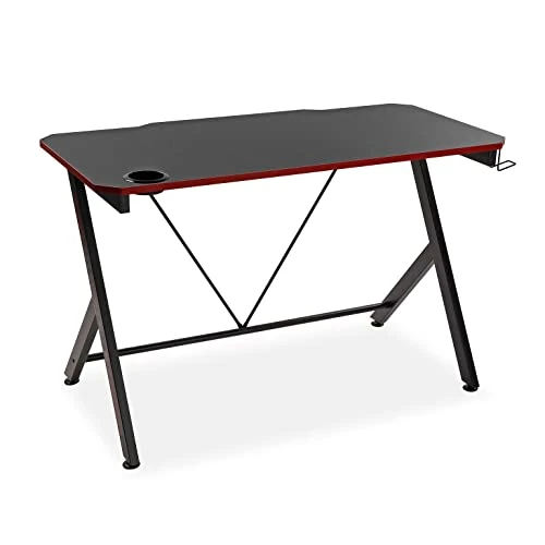 Oferta limitada: Versa Pablo Mesa Gaming para el Ordenador, Mesa para la Habitación o Estudio, Soporte Cascos y Bebida, Medidas (Al x L x An) 76 x 60 x 120 cm, Madera y Metal, Color Negro y Rojo de 133.99 € a 133.99 € (ahorro 0.00%)