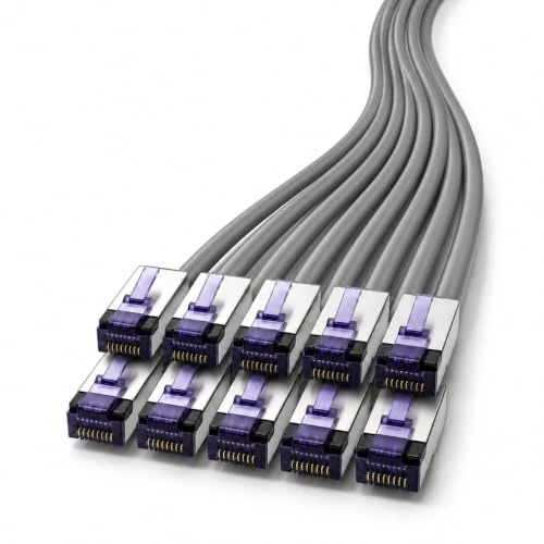 Zeitlich begrenztes Angebot: 1aTTack.de - 5m - 10 Stück CAT6a Netzwerkkabel RJ45 LAN Kabel Ethernet Patchkabel S/FTP PiMF 10 Gbit/s 500 MHz Superflex Soft-PVC Gigabit kompatibel Cat7 Cat6 Cat5e grau von 59.95 € auf 59.95 € (0.00% Rabatt)