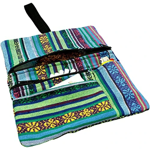 Offerta a tempo: Russo Handmade: Astuccio Portatabacco e Accessori Artigianale in Tessuto. Uomo/Donna con Doppia Cerniera per Tabacco e Filtri, 4 Scomparti (Mélange blu) - 0% da 10.99 € a 10.99 €