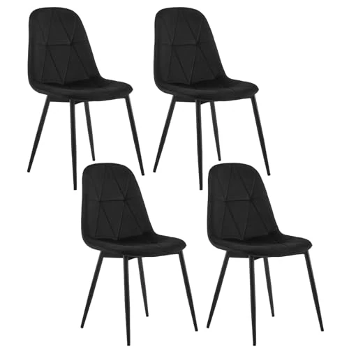 Offerta a tempo: Lestarain set di 4 Sedie da Pranzo in Velluto, Nero - 0.00% da 125.99 € a 125.99 €