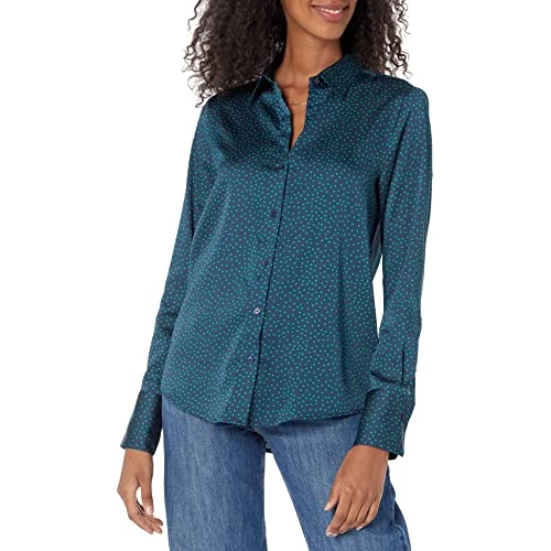 Limited offer: Amazon Essentials Womens Regular-Fit Satin Button Down Blouse (Available in Plus Size) from 14.22 EUR to 14.22 EUR (save 0%)