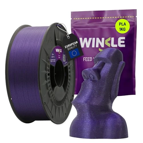 WINKLE PLA HD Glitter Filament 1.75mm Viola, 1kg Spoel, 3D Printer Filament, Dimensionale Nauwkeurigheid +/- 0.05mm, PLA Deeltjes Paars, Filament Voor 3D-printers, Glitter Uiterlijk