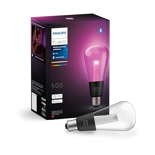 Oferta limitada: Philips Hue Bombilla inteligente Lightguide, formato ST70, filamento de colores, luz blanca y de color, compatible con Bluetooth, control por voz con Alexa, Apple Home y Google Assistant de 79.97 EUR a 79.97 EUR (ahorro 0%)