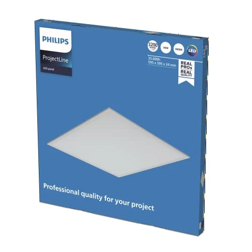 Oferta limitada: Philips - Panel LED empotrable ProjectLine 36W, Luz blanca natural 4000k, 3200 lm, 59.5 cm X 59.5 cm de 49.99 € a 36.99 € (ahorro 26%)