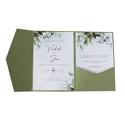 MillaSaw Wedding Invitation Pouch 25pcs Birthday Invitations Party Decoration… (Olive Green)