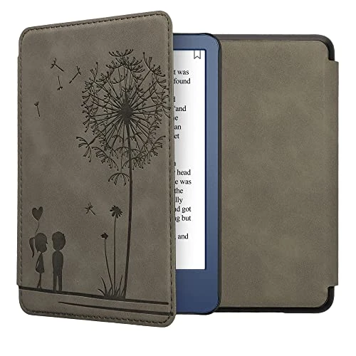 kwmobile Cover Compatible with Amazon Kindle (2022/2024) Cover - eReader Case - Dandelion Love Grey
