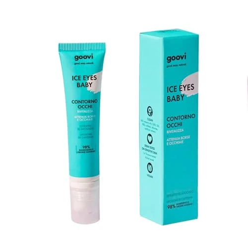 Offerta a tempo: Goovi, Ice Eyes Baby, Crema Contorno Occhi Idratante, Attenua Borse e Occhiaie, Effetto Rivitalizzante per uno Sguardo Fresco, Riposato e Disteso, Ingredienti Naturali, Vegan, 15 ml - 29% da 23.90 € a 17.06 €