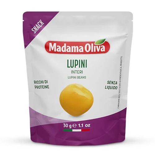 Offerta a tempo: MADAMA OLIVA, Lupini, Ottimo Snack per Aperitivi, Ideale per le Insalate Miste e nelle Minestre, Senza Conservanti Aggiunti, 100% Made in Italy, Pratica Busta in Alluminio da 30 gr - 0.00% da 1.39 € a 1.39 €