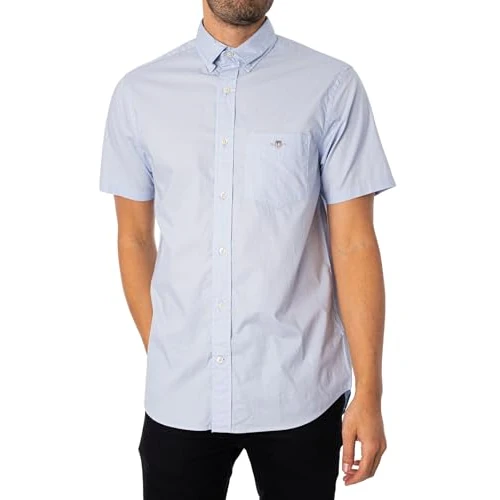 Offerta a tempo: GANT REG POPLIN SS SHIRT, Camicia elegante Uomo, Blu ( LIGHT BLUE ), XL - 50% da 63.00 € a 31.60 €