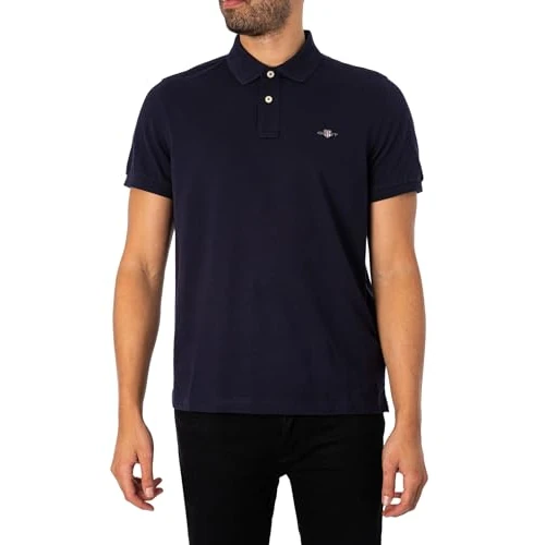 Offre limitée : GANT REG SS Polo À Manches Courtes en Piqué Shield Regular, Evening Blue, 3XL Homme de 90.00 € à 65.64 € (27% de remise)
