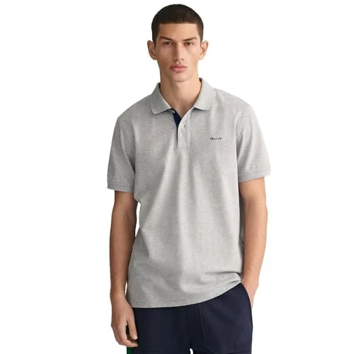 Limited-time offer: GANT REG Contrast Pique SS Polo Shirt, grey melange, Small from $103.12 to $103.12 (save 0.00%)