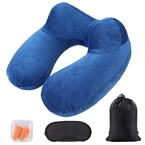 Offerta a tempo: AiQInu Cuscino da Viaggio Gonfiabile,Cuscino da Viaggio Collo da Compatto con Federa Lavabile, Inclusa Tappi per le Orecchie, Maschera e Borsa per Trasporto Perfetto per Aereo Auto Ufficio - 0.00% da 11.59 € a 11.59 €