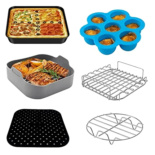 Kwadratowe akcesoria do frytkownicy powietrznej, 5,5 l, silikonowa taca do frytkownicy powietrznej, 5,5 l XXL, forma, do COSORI Ninjia CECOTEC INNSKY Philips 5,5 l 6 l 6,2 l kwadratowa frytkownica