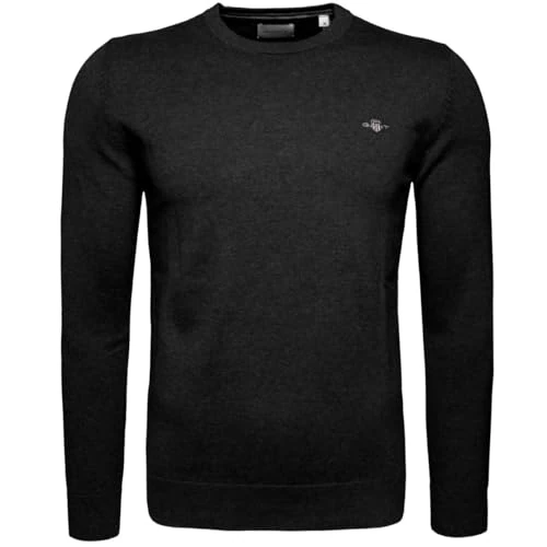 Offerta a tempo: GANT Classic Cotton C-Neck Pullover da Uomo, Nero, Standard, Nero, M - 39% da 120.00 € a 72.99 €