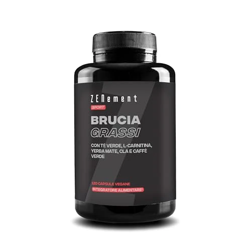 Offerta a tempo: Brucia Grassi con 9 Ingredienti Chiave - Tè Verde, L-Carnitina e Caffè Verde - Alta Dose di Yerba Mate (300 mg) e CLA (250 mg) - 2 Capsule al Giorno - 120 Capsule Vegane - Zenement - 27% da 18.47 € a 13.49 €