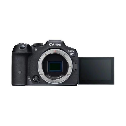 CANON EOS R7 Cámara Mirrorless Body, Cámara EVIL APS-C (32,5 MP) -5 EV, Vídeo 4K 60 fps, Dual Pixel CMOS AF II, Pantalla Táctil de Ángulo Variable, Negro