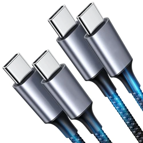 Fannoday USB C Cable, [2 Pieces 0.5 M] USB C to C Cable Nylon Braided Fast Charging Cable Type C Charging Cable for iPhone 16/15 Series for Galaxy S24/S23 etc. Grey