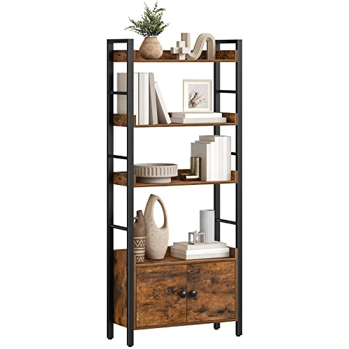 Oferta limitada: HOOBRO Estantería con 4 Niveles, Librería de Estilo Industrial de Madera con Taquilla, Estantes de Almacenamiento con Bordes Alrededor, para Oficina de Casa, Sala de Estar, Cocina EBF46SJ01 de 57.02 € a 55.59 € (ahorro 3%)
