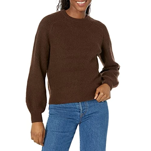 Offerta a tempo: Amazon Essentials Maglione a costine a girocollo Donna, Caffè, S - 0.00% da 30.60 € a 30.60 €