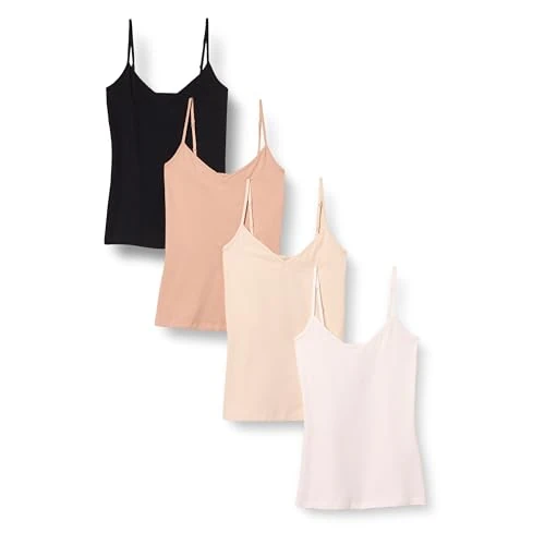 Limited offer: Amazon Essentials Women's Slim-Fit Knit V-Neck Layering Cami (Available in Plus Size), Pack of 4 from 19.00 EUR to 19.00 EUR (save 0%)