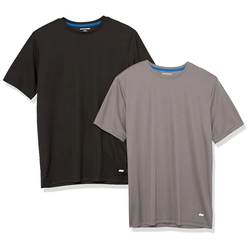 Oferta limitada: Amazon Essentials Camiseta Técnica, Rendimiento Deportivo (Disponible en Tallas Grandes y Largos Especiales) Hombre, Pack de 2, Gris Moyen/Negro, 4XL Grande de 24.60 € a 24.60 € (ahorro 0.00%)