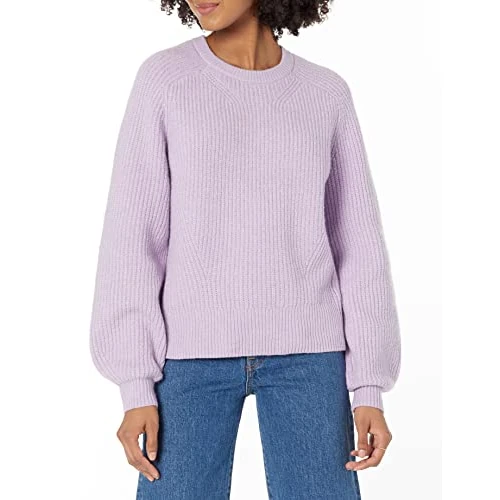 Offerta a tempo: Amazon Essentials Maglione a costine a girocollo Donna, Lilla Pastello, XS - 20% da 29.90 € a 24.00 €