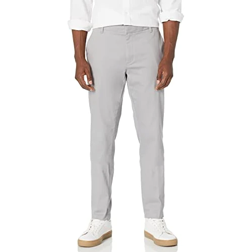 Offre limitée : Amazon Essentials Pantalon chino extensible à coupe ajustée et infroissable, sans pinces Homme, Gris, 30W / 28L de 31.70 € à 31.70 € (0.00% de remise)