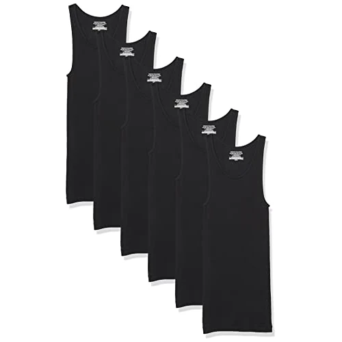 Zeitlich begrenztes Angebot: Amazon Essentials Unterhemden Herren, Leichtes Tank-Design, 6er-Pack, Schwarz, S von 27.40 € auf 27.40 € (0.00% Rabatt)