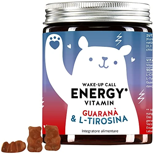 Wake Up Call Energy Vitamin – Natuurlijke energie met 30mg guarana, vitamine B6 en L-tyrosine – 60 stuks – Vegetarisch – Bears with Benefits