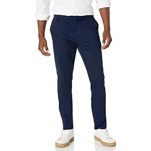 Zeitlich begrenztes Angebot: Amazon Essentials Herren Faltenresistente Stretch-Chinohose mit schmaler Passform und flacher Vorderseite, Marineblau, 28W / 32L von 20.59 € auf 20.59 € (0.00% Rabatt)