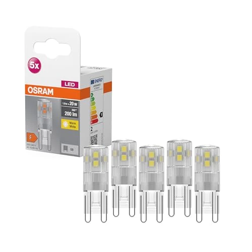 OSRAM Stella PIN Lampada LED, G9-base vetro trasparente ,Bianco caldo (2700K), 200 Lumen, sostituzione delle lampade 20W, non dimmerabile, 5-Confezione