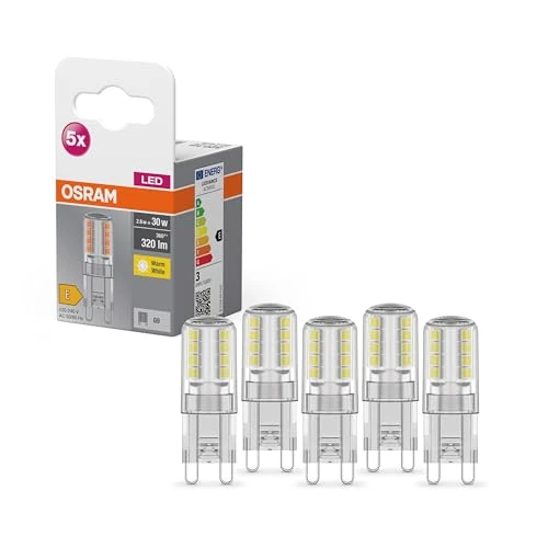 Limited-time offer: OSRAM Star PIN LED lamp, G9-Base Clear Glass,Warm White (2700K), 320 Lumen, 30W-Replacement, Non-dimmable, 5-Pack from 20.99 GBP to 19.99 GBP (save 5%)