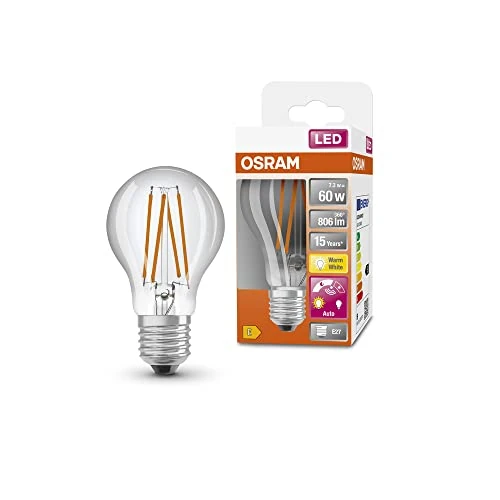 Offre limitée : Osram Lampada LED Star+ con sensore di luce diurna, E27-base Ottica del filamento,Bianco caldo (2700K), 806 Lumen, sostituzione delle lampade 60W, non dimmerabile, 4-Confezione de 39.45 € à 39.45 € (0.00% de remise)