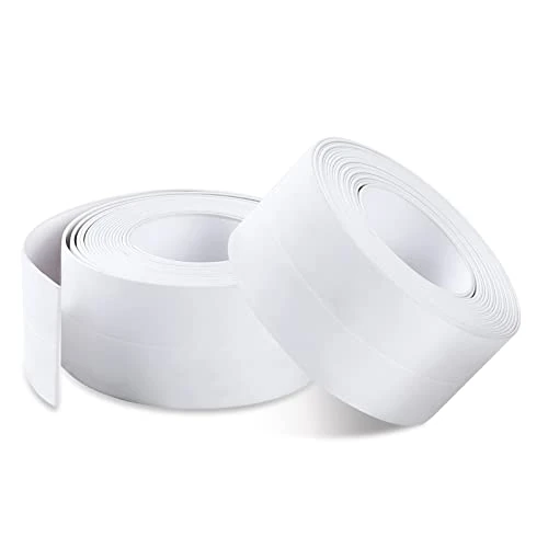 Offerta a tempo: Romon Nastro Sigillante Impermeabile, 2 Pezzi Nastro Bordo Autoadesivo in PVC per Piastrelle da Cucina,Bordo Vasca da Bagno (Bianco，3.8cm*3.2M) - 13% da 11.99 € a 10.38 €